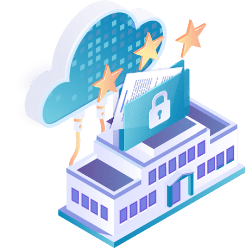 Illustration of cloud fax security in school settings.